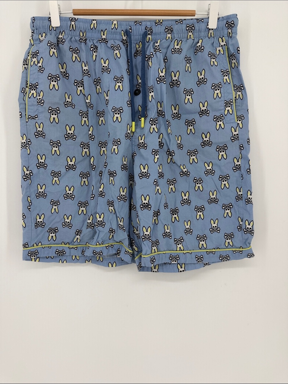 Psycho Bunny Bunny Skull Print Boxer Lounge Shorts XL Blue 100% Cotton